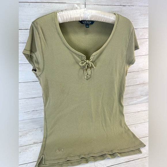 Lauren Ralph Lauren Tops - Lauren ralpah lauren green Ribbed Short Sleeve top for women Size Large